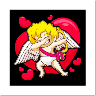 Valentines Day Dabbing Cupid Posters and Art